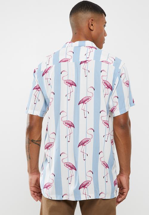 Brave Soul - Flamingo print short sleeve shirt - multi 