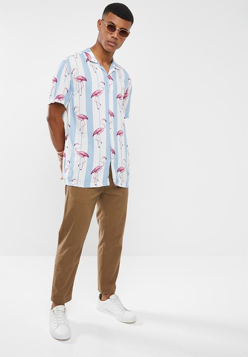 Brave Soul - Flamingo print short sleeve shirt - multi 