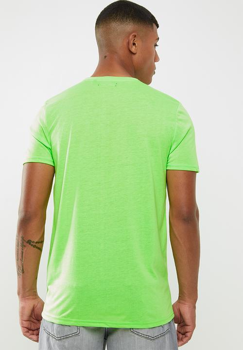 Brave Soul - Neon plain short sleeve tee - green