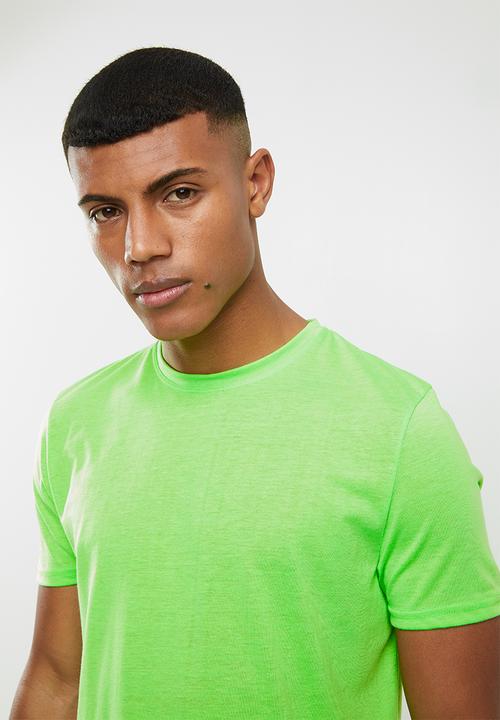 Brave Soul - Neon plain short sleeve tee - green