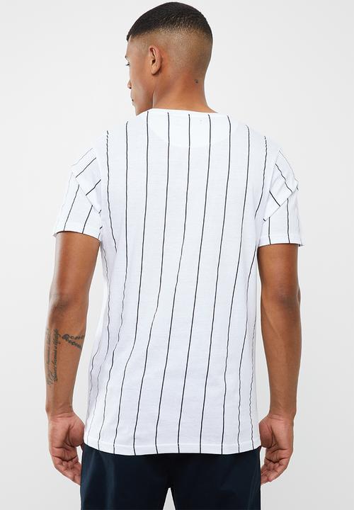 Brave Soul - Bart short sleeve stripe tee - white & black