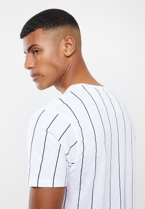 Brave Soul - Bart short sleeve stripe tee - white & black