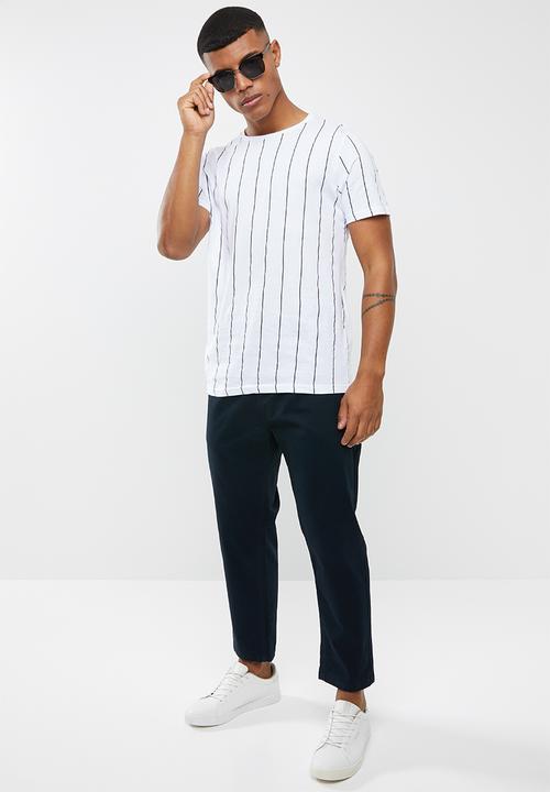 Brave Soul - Bart short sleeve stripe tee - white & black