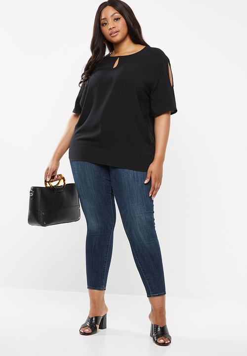 edit Plus - Keyhole blouse - black