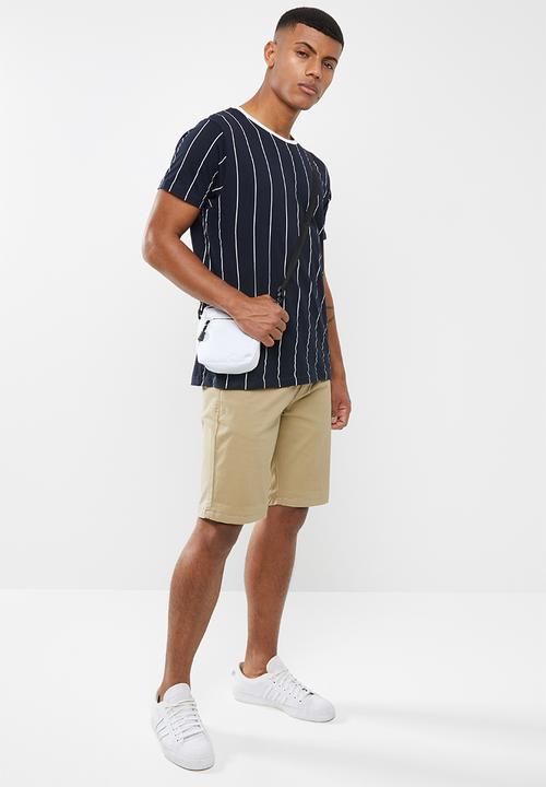 Brave Soul - Bart short sleeve stripe tee - navy & white