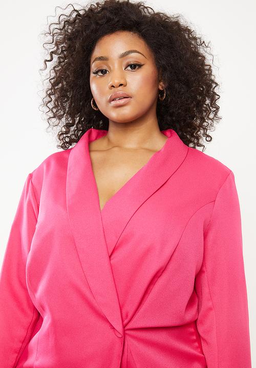 Missguided - Curve asymmertic blazer dress - pink