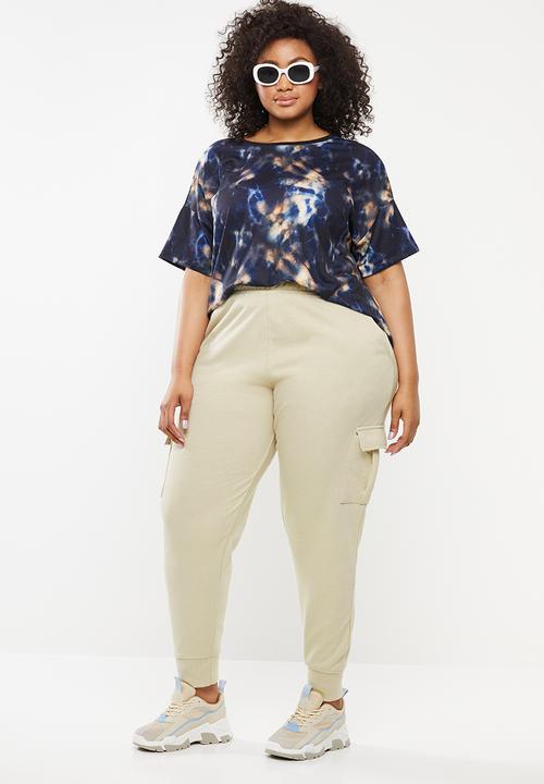 Missguided - Curve utility pocket high waisted trackpants - neutral