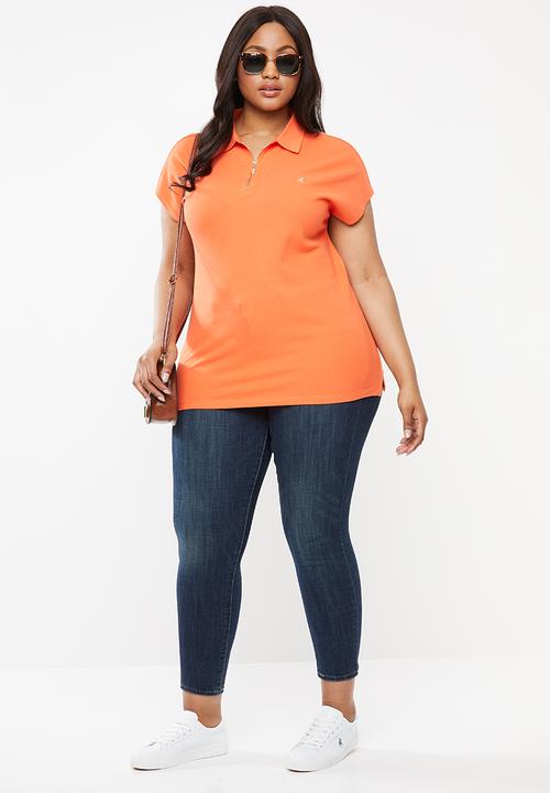 POLO - Plus size eva zip detail golfer - orange