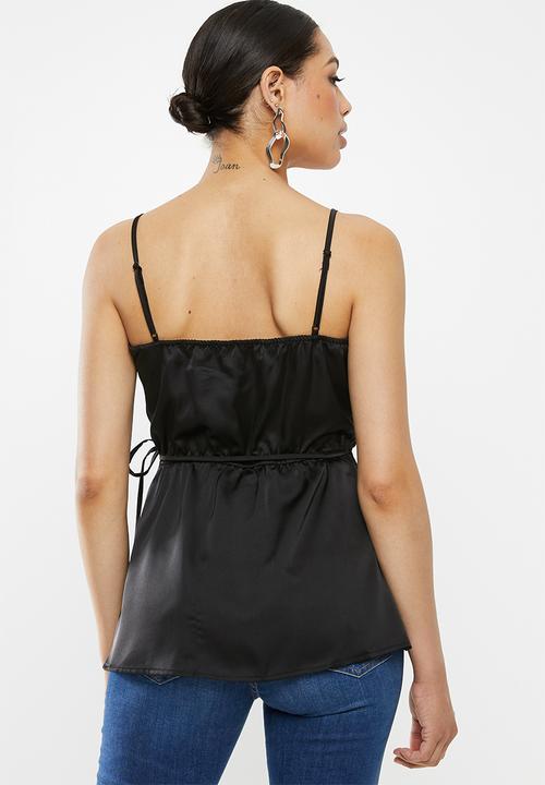 Missguided - Lace trim wrap over cami - black