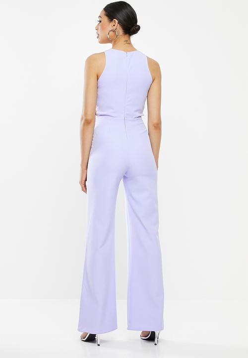 Missguided - Button side sleeveless wide leg jumpsuit - purple