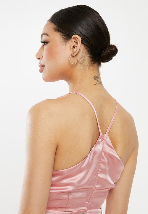 Missguided - Halter neck flippy hem dress - pink
