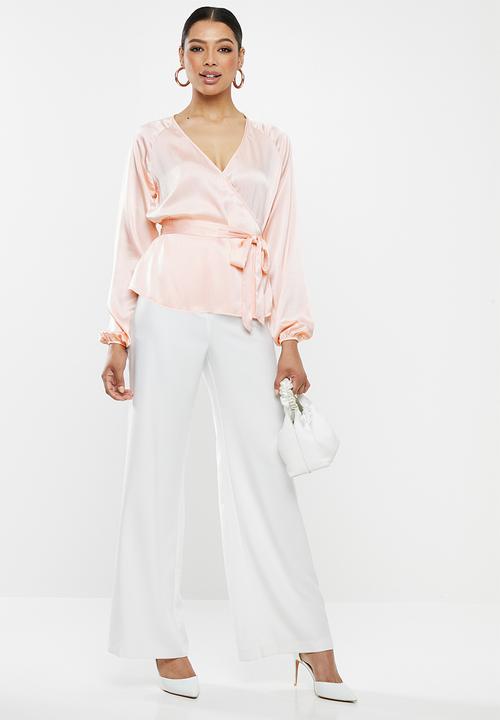 Missguided - Wrap tie waist blouse - pink