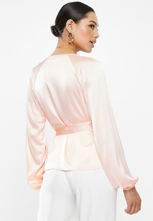 Missguided - Wrap tie waist blouse - pink