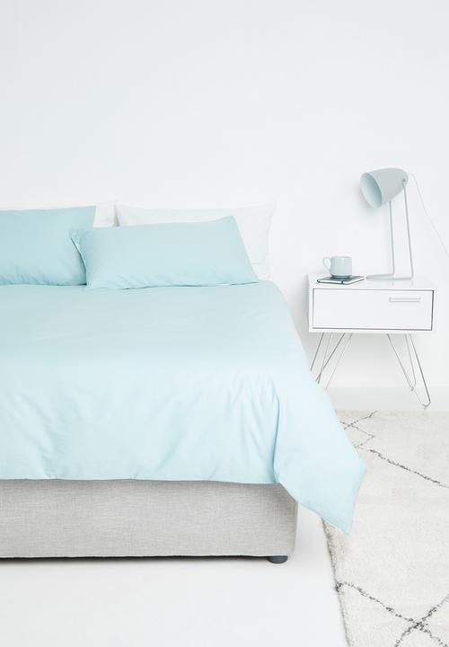 Sixth Floor - 200TC reversible cotton duvet set - duck egg/white