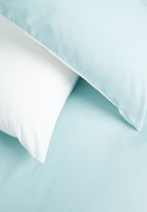 Sixth Floor - 200TC reversible cotton duvet set - duck egg/white