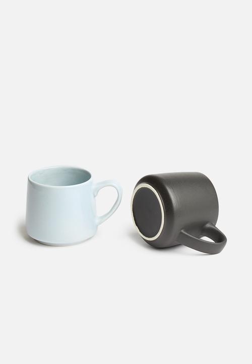 Urchin Art - Electric mug set of 2 - blue & charcoal