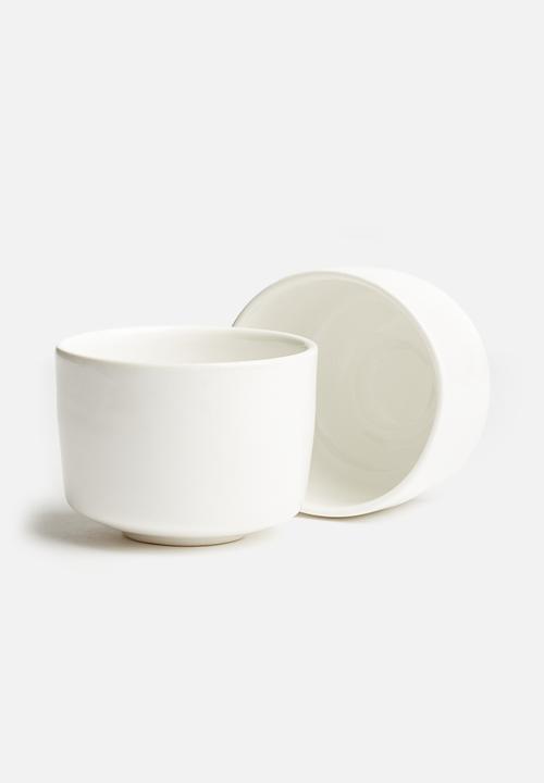 Urchin Art - Seasoning pinch pot set of 2 - white