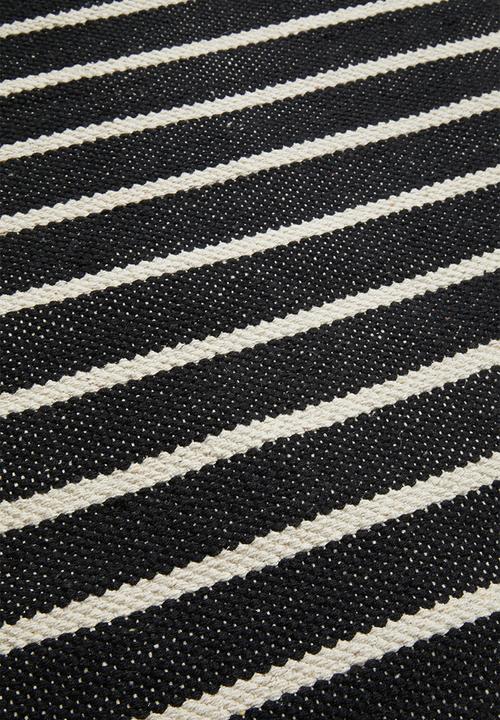 Sixth Floor - Woven striped bath mat - black & white