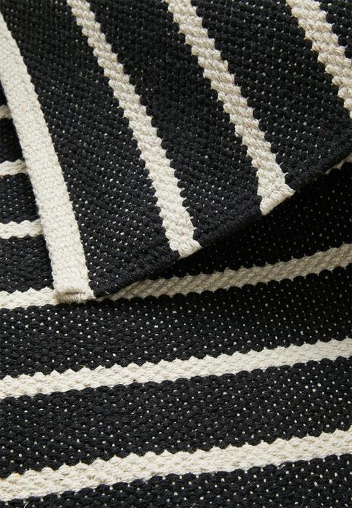 Sixth Floor - Woven striped bath mat - black & white