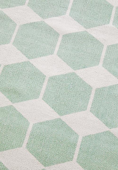 Sixth Floor - Hexagon printed runner - seafoam green