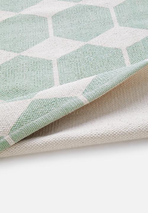 Sixth Floor - Hexagon printed runner - seafoam green