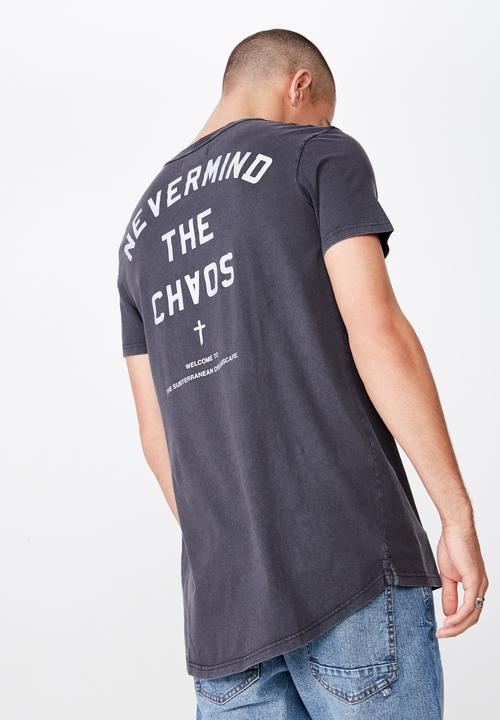 Cotton On - Longline scoop hem tee - charcoal 