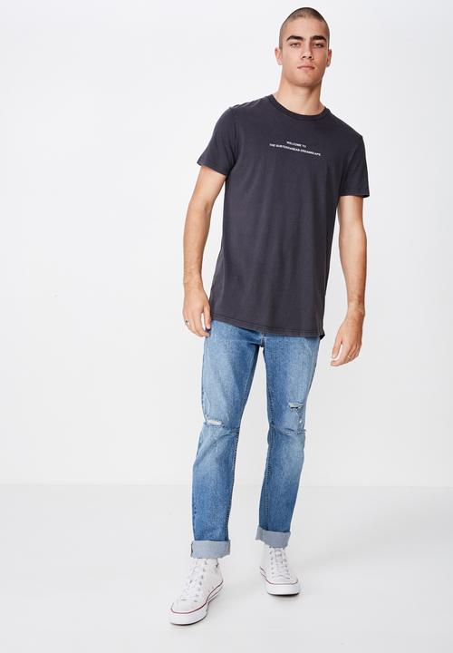 Cotton On - Longline scoop hem tee - charcoal 
