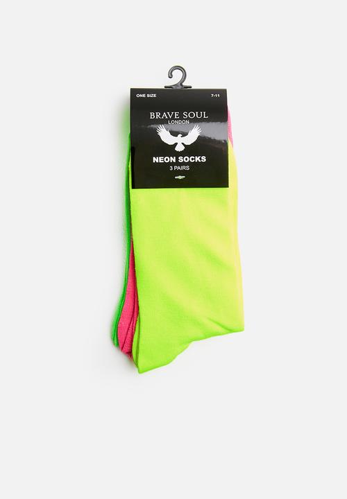 Brave Soul - Neon 3 pack socks - multi 
