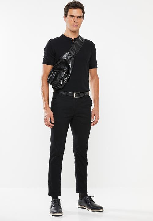 Superbalist - Siya slim pique mandarin golfer - black