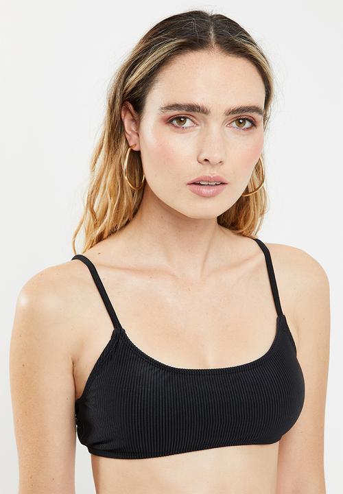 Cotton On - Scoop crop bralette bikini top - black