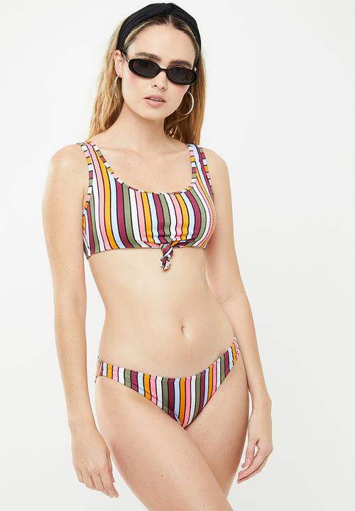 Cotton On - Knot front crop bikini top - multi