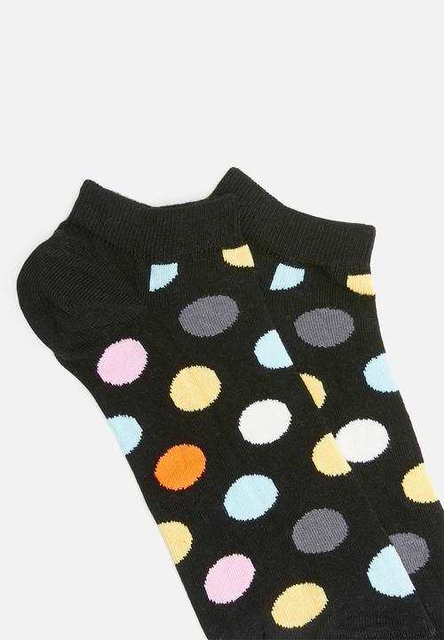 Happy Socks - Big dot low sock - black