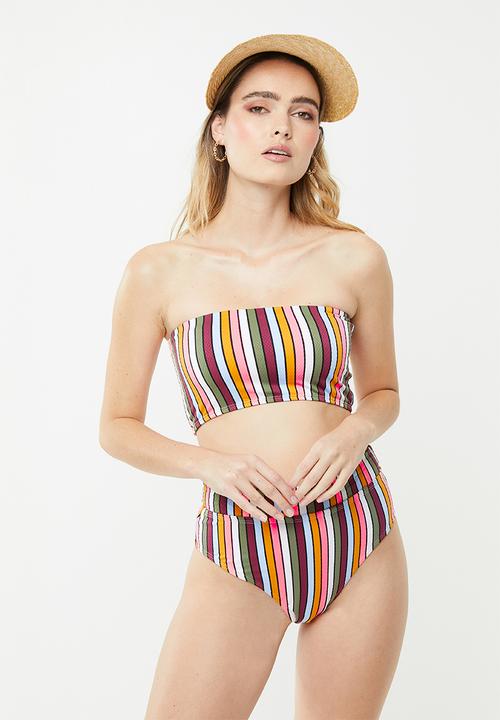 Cotton On - Longline bandeau bikini top - multi