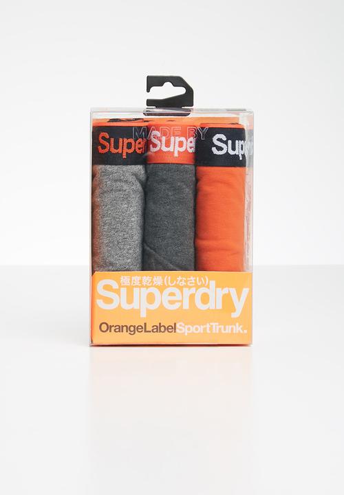 Superdry. - Orange label sport 3 pack trunks - orange & grey