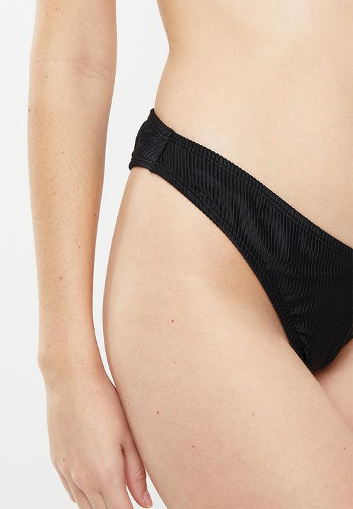 Cotton On - High side Brazilian bikini bottom  - black