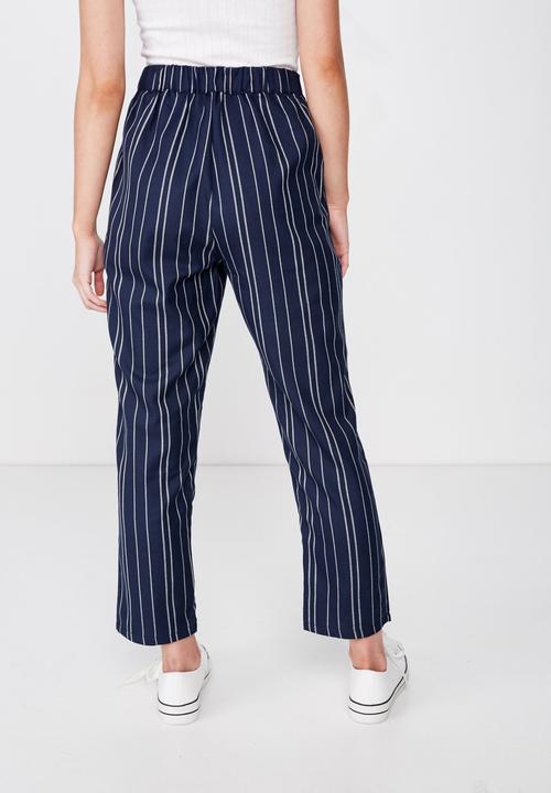 Cotton On - Ava tapered pant  - navy & white