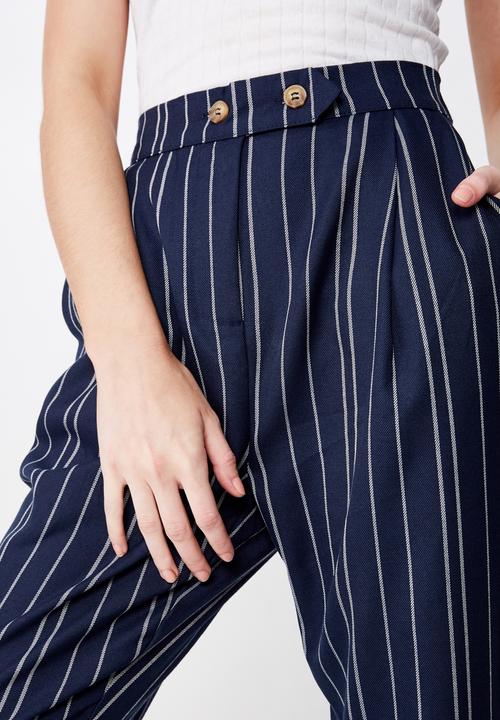 Cotton On - Ava tapered pant  - navy & white