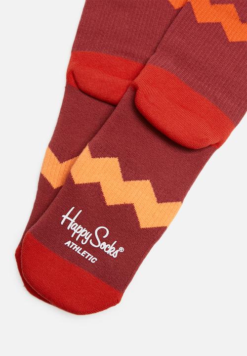 Happy Socks - Athletic zig stripe socks - red & orange