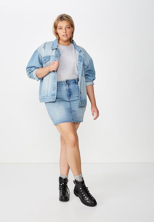 Cotton On - Curve denim skirt  - blue