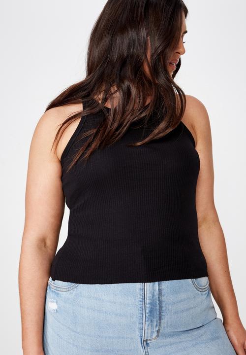 Cotton On - Curve turnback tank  - black