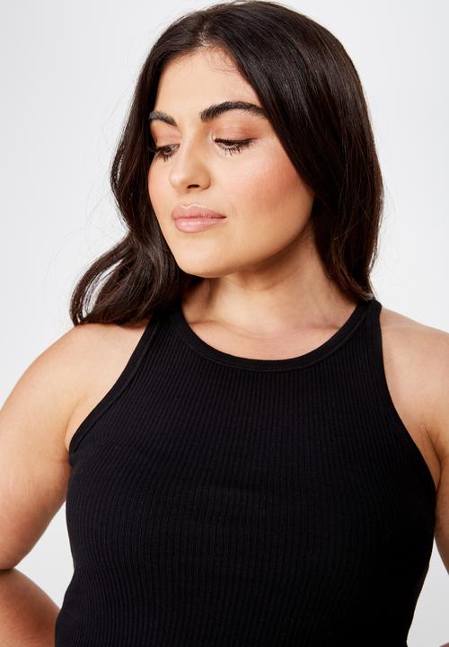 Cotton On - Curve turnback tank  - black