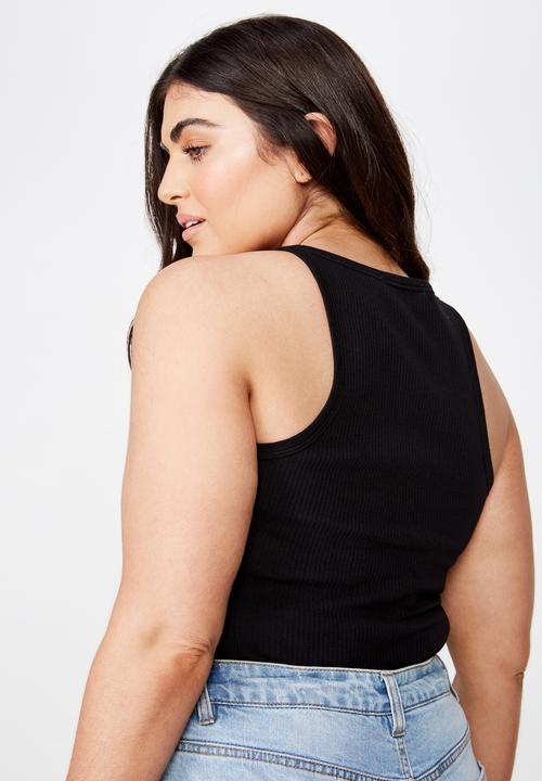 Cotton On - Curve turnback tank  - black
