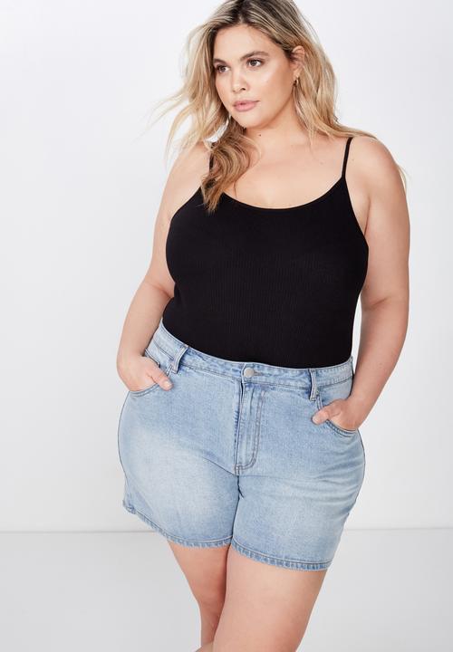 Cotton On - Curve turnback strappy bodysuit  - black