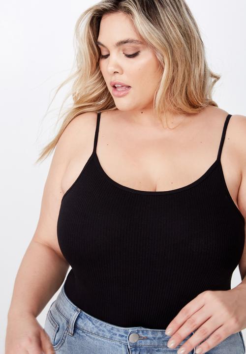 Cotton On - Curve turnback strappy bodysuit  - black