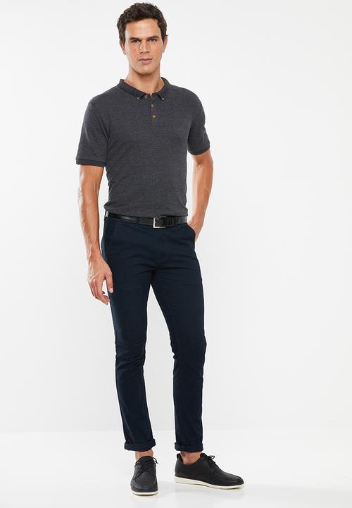 Superbalist - Pique slim fit 2 pack golfer tee - grey & green