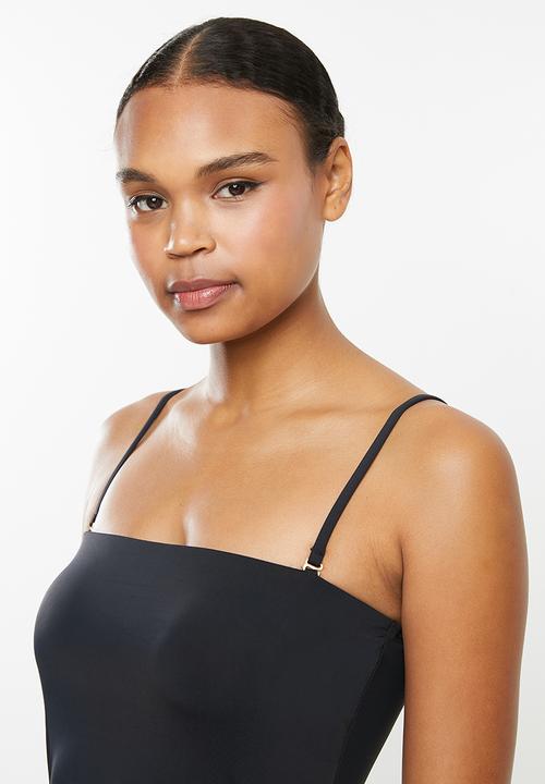Cotton On - Longline bandeau bikini top - black