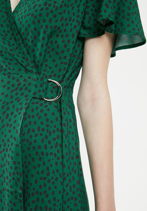 Superbalist - Mini wrap dress - green & black
