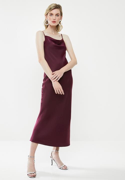 Superbalist - Cowl slip dress - burgundy