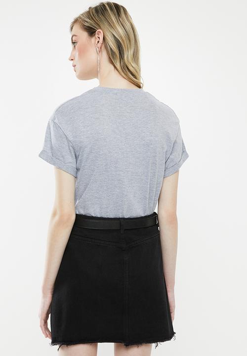 Superbalist - Boxy tee with roll up sleeve - grey