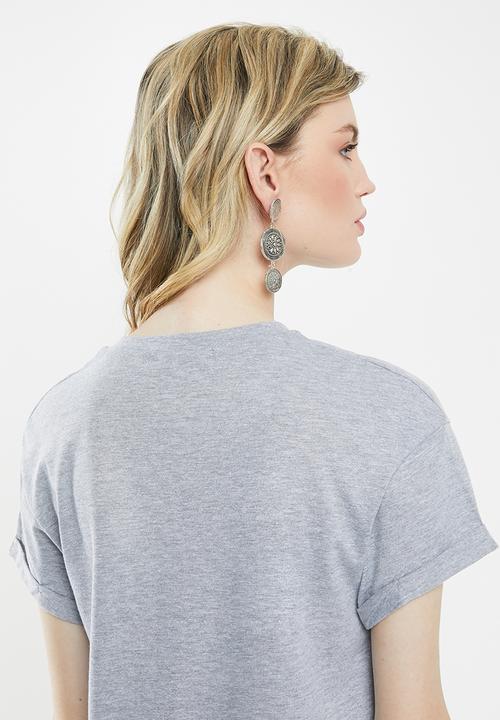 Superbalist - Boxy tee with roll up sleeve - grey